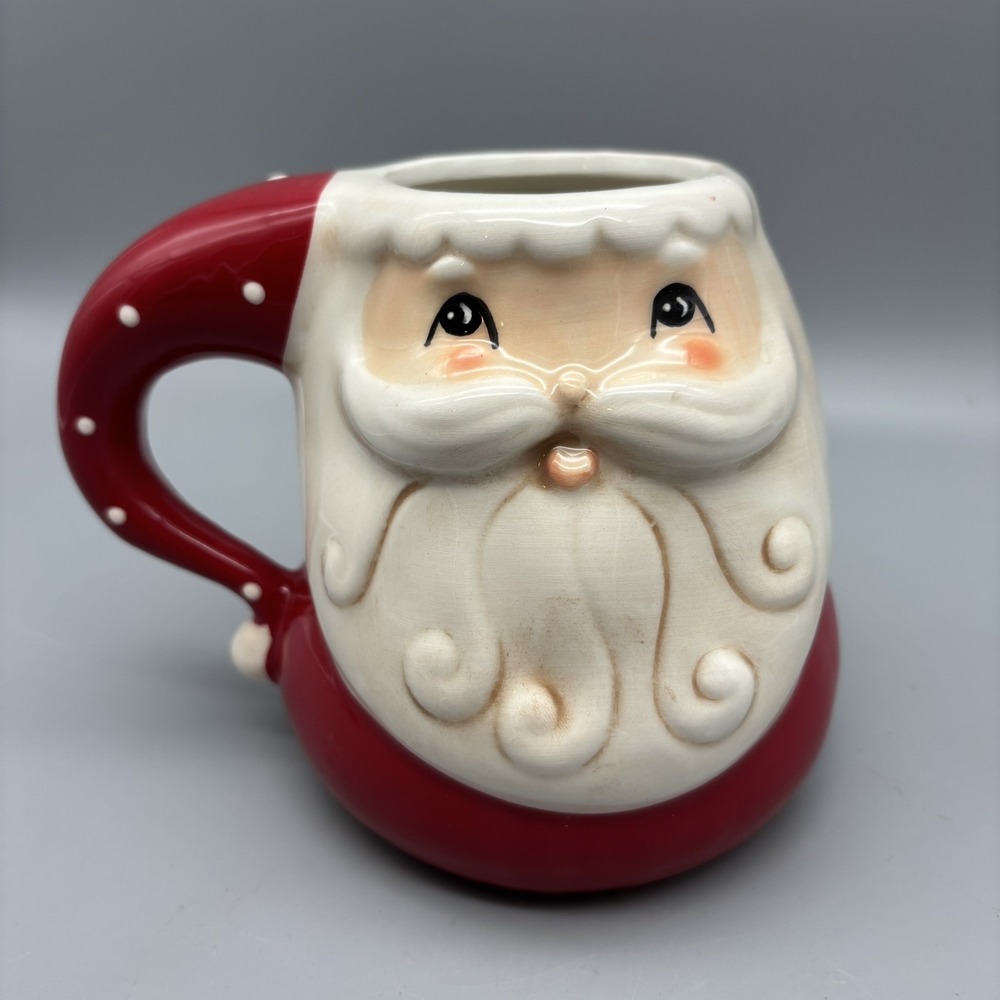 Johanna Parker Transpac‎ Red White Retro Santa Claus Ceramic Mug NEW Unused